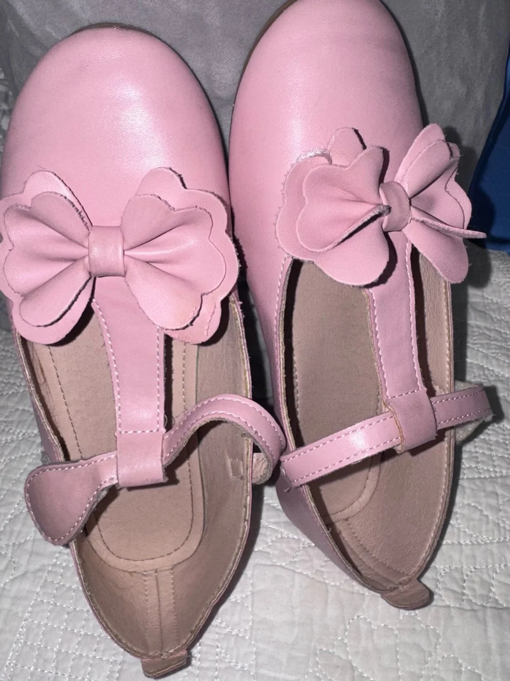 Girls' Pink Bow T-Strap Dress Shoes